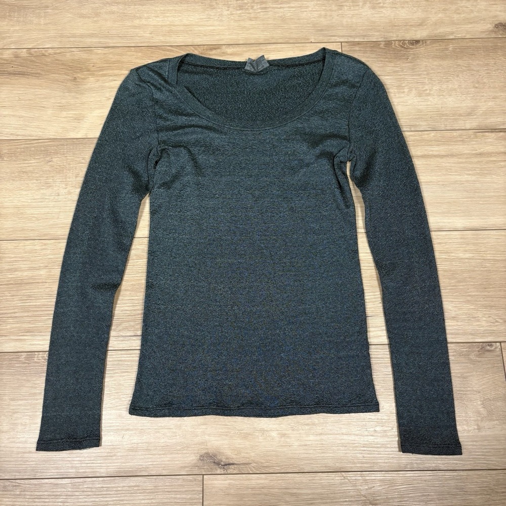 Michael Stars Shirt‎ Womens One Size Green Scoop Neck Long Sleeve Cotton USA